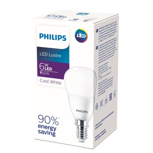 Лампа светодиодная Ecohome LEDLustre 6-60W E14 840 P45NDFR | Код. 929002274037 | Philips